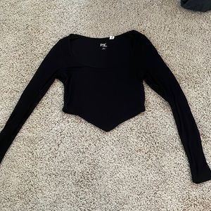Square Neck Long Sleeve Crop Top